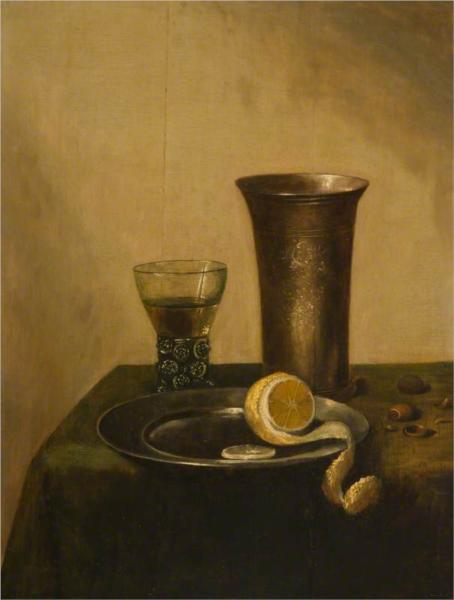 A Silver Beaker, a Roemer and a Peeled Lemon, 1636 - Pieter Claesz.
