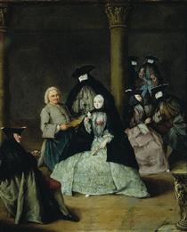 Masked Party in a Courtyard - Pietro Longhi