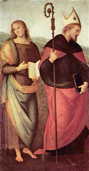 Altarpiece of St. Augustine - Scene John the Tufer and the St. Augustine, 1506 - 1510 - Pietro Perugino