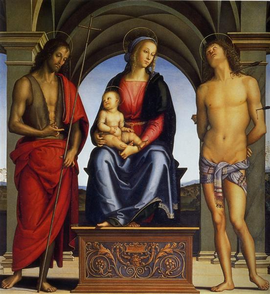 Madonna and Child with St. John the Baptist and St. Sebastian, 1493 - Pietro Perugino