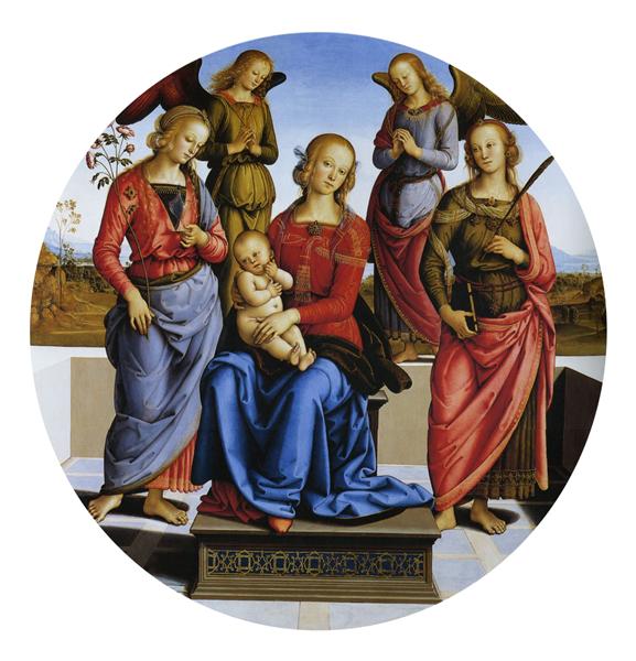 Madonna Enthroned with Saints Catherine and Rose of Alexandria and two angels, 1489 - 1492 - Perugino