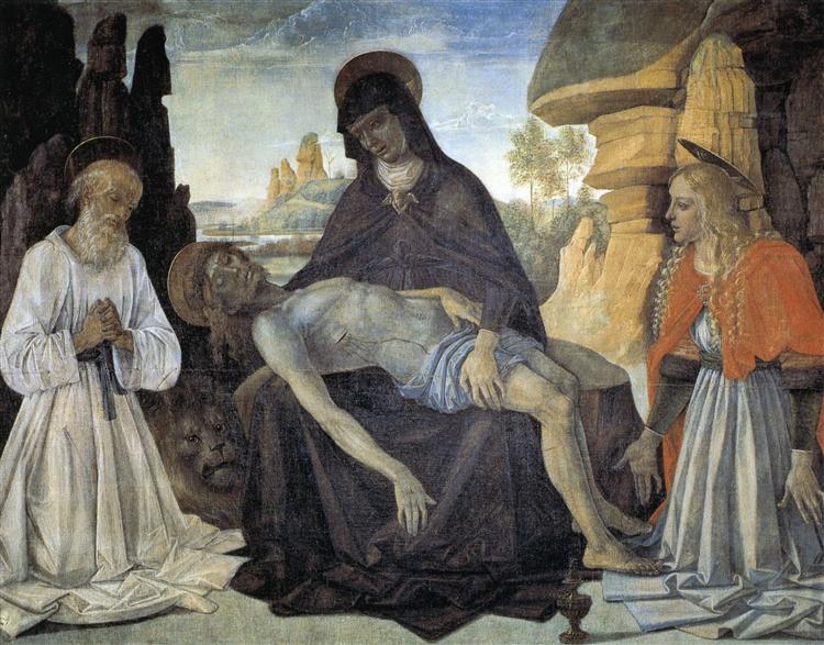 Пьета со Св. Иеронимом и Св. Марией Магдалиной, 1473 - Пьетро Перуджино
