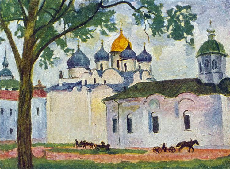 Novgorod. Square ​​of St. Sophia Cathedral., 1928 - Pyotr Konchalovsky