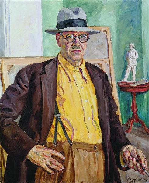 Автопортрет (в желтой рубашке), 1943 - Пётр Кончаловский