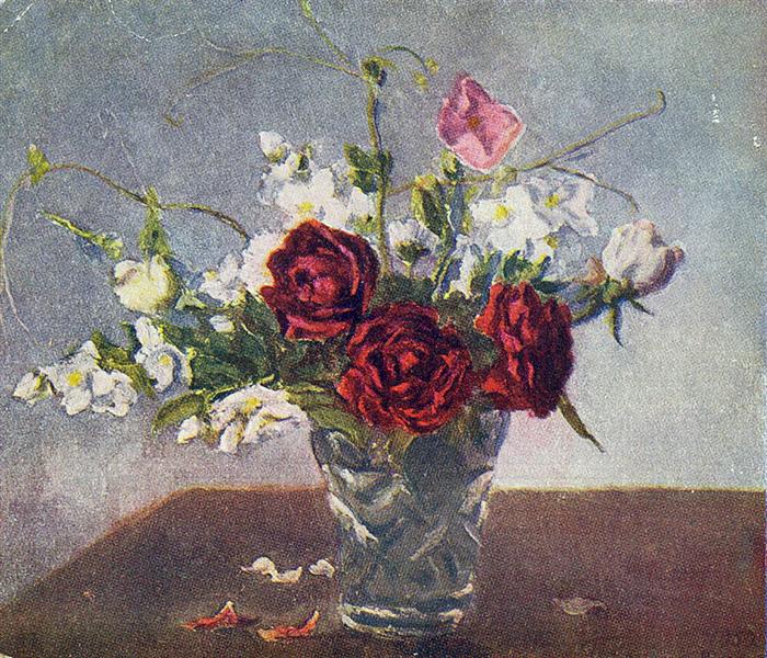 Натюрморт. Красные розы., 1952 - Пётр Кончаловский