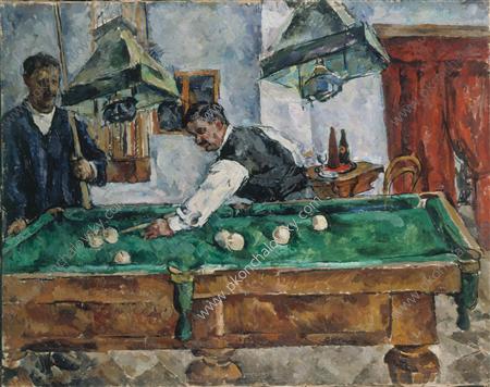The game of billiards, 1918 - Pyotr Konchalovsky