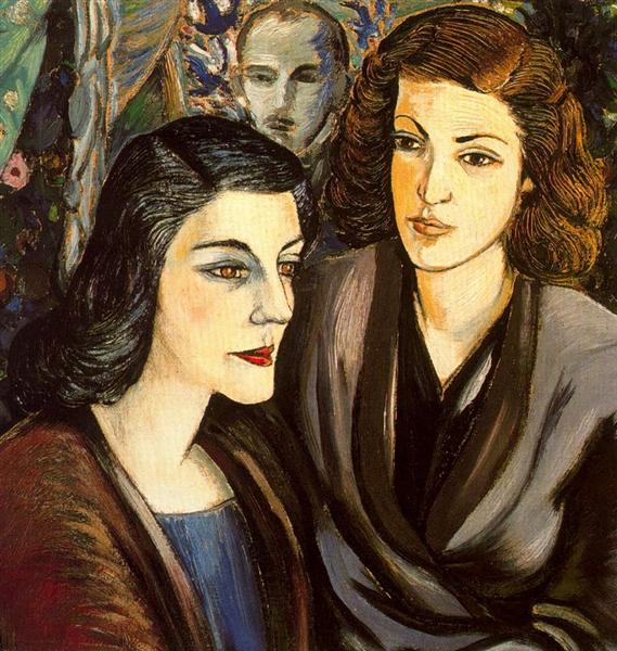 Two woman and self-portrait bust, 1939 - Рафаэль Забалета