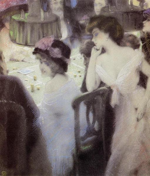 The Players (pastel on paper) - Raphael Kirchner