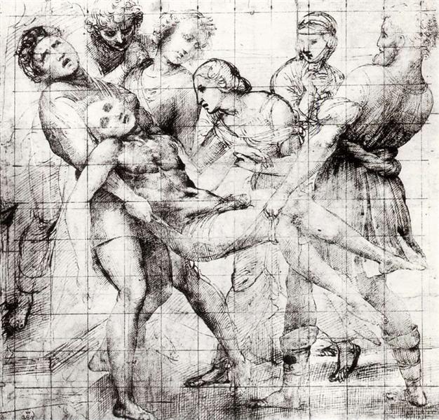 Study for the 'Entombment' in the Galleria Borghese, Rome, c.1505 - Рафаэль Санти