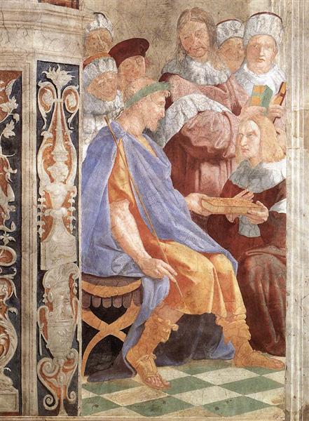 Justinian Presenting the Pandects to Trebonianus (Stanza della Segnatura), 1511 - Рафаэль Санти