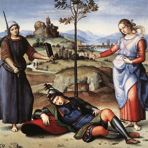 Сон рыцаря, c.1504 - Рафаэль Санти
