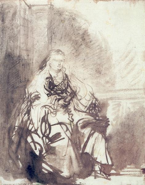 A Study for The Great Jewish Bride, 1635 - Рембрандт