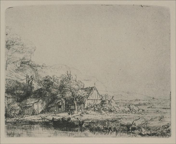 Landscape with a Cow Drinking, 1649 - Rembrandt van Rijn