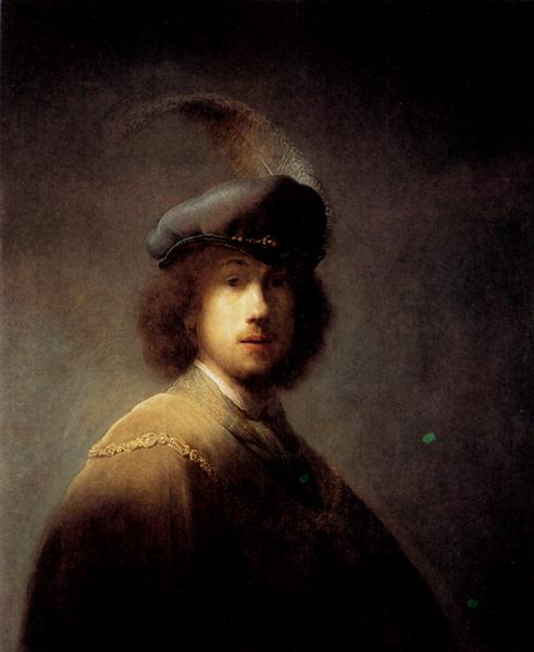 Self-Portrait in a Plumed Hat, 1629 - Рембрандт