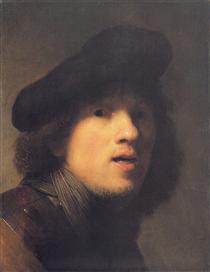 Autorretrato com uma Gorjeira e Boina - Rembrandt