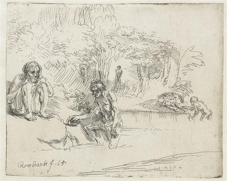 The bathers, 1651 - Rembrandt van Rijn