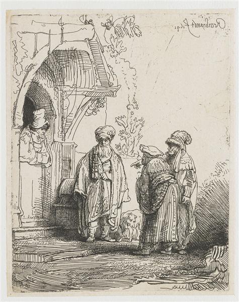 Three oriental figures (Jacob and Laban), 1641 - Rembrandt van Rijn