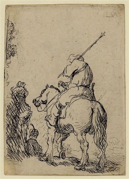 Turbaned soldier on horseback, 1632 - 林布蘭