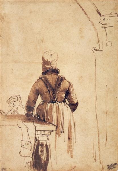 Woman Wearing a Costume of Northern Holland, 1636 - Rembrandt