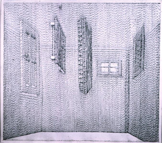 Door, Mirror, Table, Basket, Rug, Window, 1975 - Ричард Артшвагер