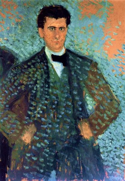 Self-portrait with Blue Spotted Background, 1907 - Рихард Герстль