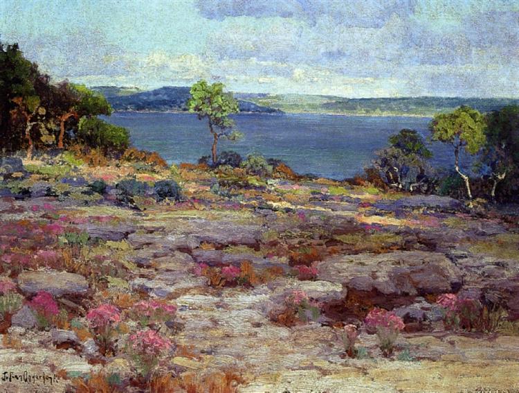 Mountain Pinks in Bloom, Medina Lake, Southwest Texas, 1921 - Robert Julian Onderdonk