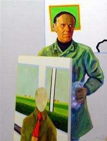 Self-portrait with painting - Roger Raveel