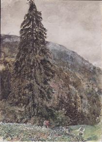 The large pine in Gastein - Рудольф фон Альт