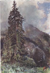 The large pine in Gastein - Рудольф фон Альт