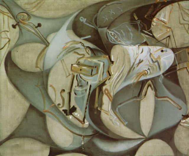 Bed and Two Bedside Tables Ferociously Attacking a Cello, 1983 - Salvador Dali