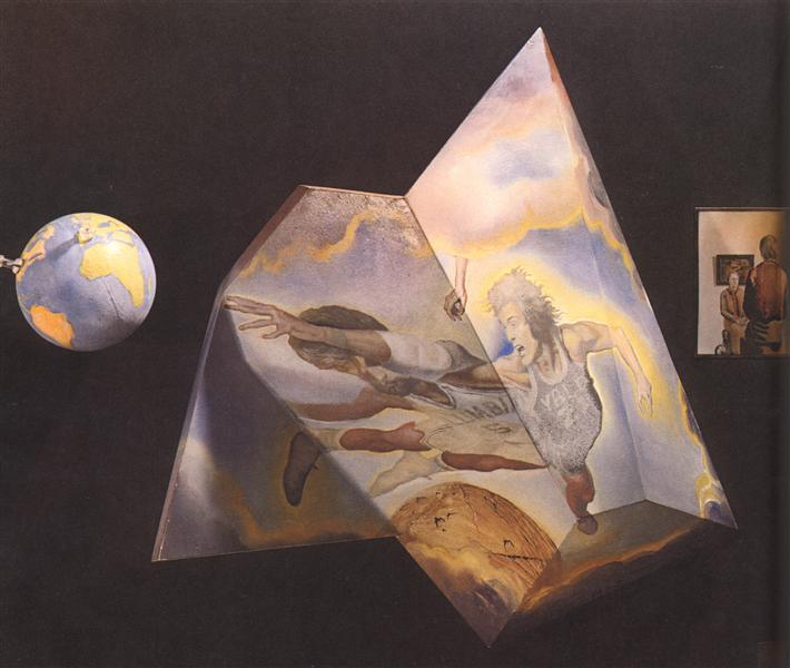 Polyhedron. Basketball Players Being Transformed into Angels (Assembling a Hologram - the Central Element), 1972 - Salvador Dali