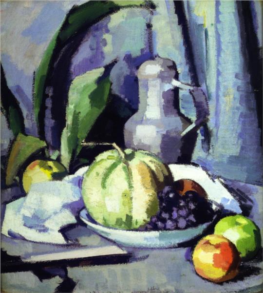 Still Life with Jug, Melon, Grapes and Apples, 1927 - Samuel Peploe