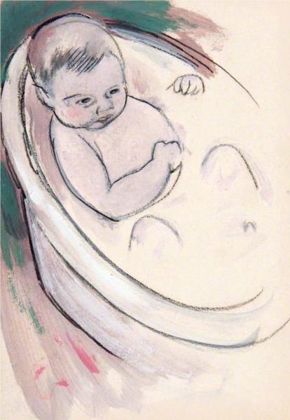Study of a Baby in a Bath, 1910 - Семюел Пепло