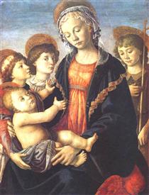 Богоматерь и младенец с двумя ангелами и Иоанном Крестителем - Сандро Боттичелли