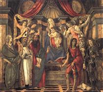 Богоматерь и младенец со святыми, панель алтаря Св. Барнабаса - Сандро Боттичелли