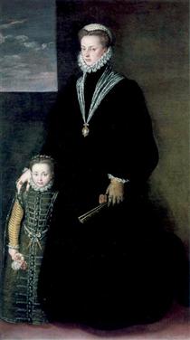 Portrait of Juana of Austria with a Young Girl - Софонисба Ангиссола