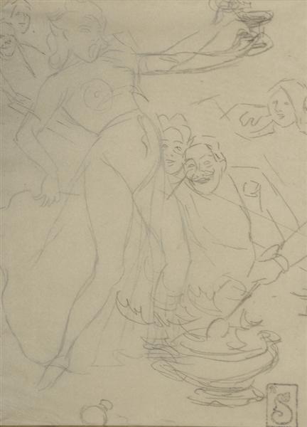 Chanson a Boire Preliminary sketch, 1897 - Теофиль Стейнлен