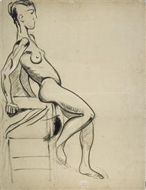 Female nude on a chair - Theo van Doesburg