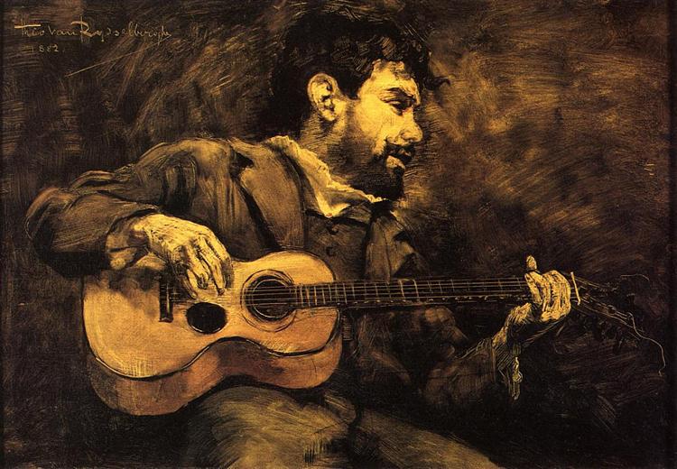Dario de Regoyos Playing the Guitar, 1882 - Theo van Rysselberghe