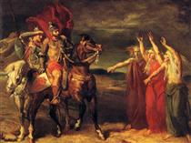 Macbeth followed by Banquo meets the three witches on the Moor - Theodore Chasseriau