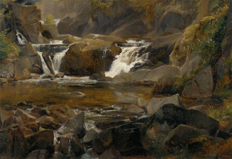 A stream with dam in Auvergne, 1830 - 泰奧多爾·盧梭