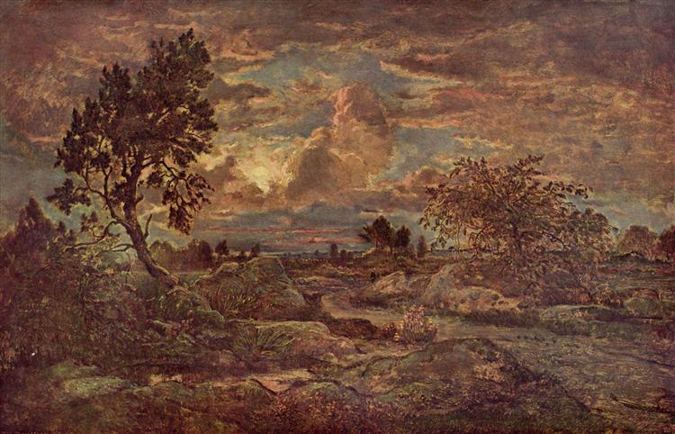 Sunset at Arbonne, c.1845 - c.1848 - Theodore Rousseau