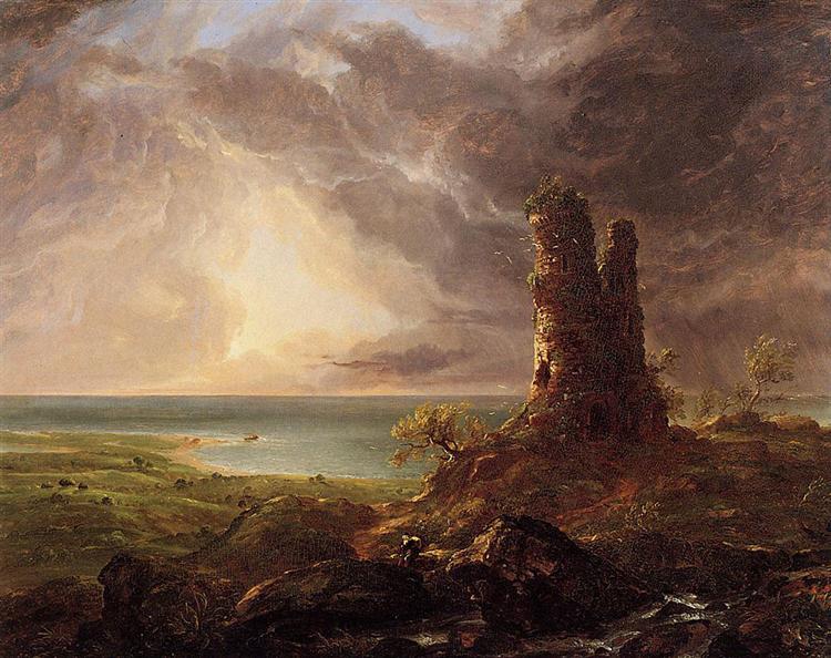 Romantic Landscape with Ruined Tower, 1832 - 1836 - Томас Коул