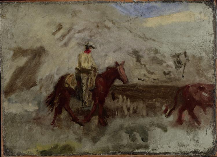 Sketch for Cowboys in the Badlands, 1888 - 湯姆·艾金斯