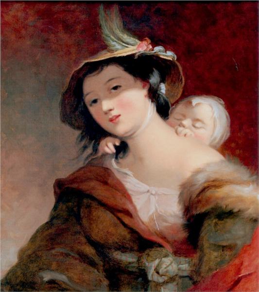 Gypsy Woman and Child, after Murillo, 1859 - Томас Салли