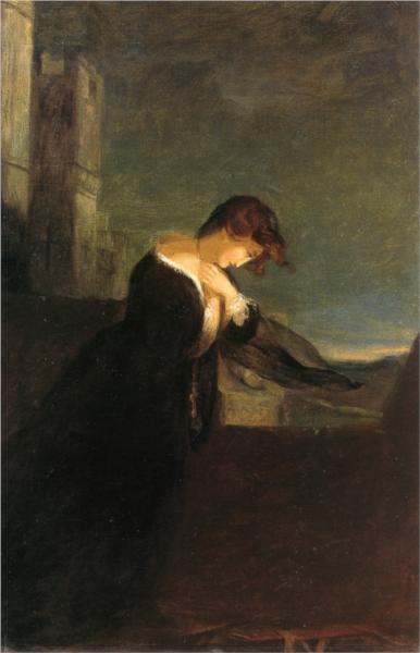 Lady on the Battlements of a Castle, 1868 - Томас Саллі