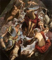 Apollo (possibly Hymen) crowning a Poet and giving him a Spouse - Tintoretto