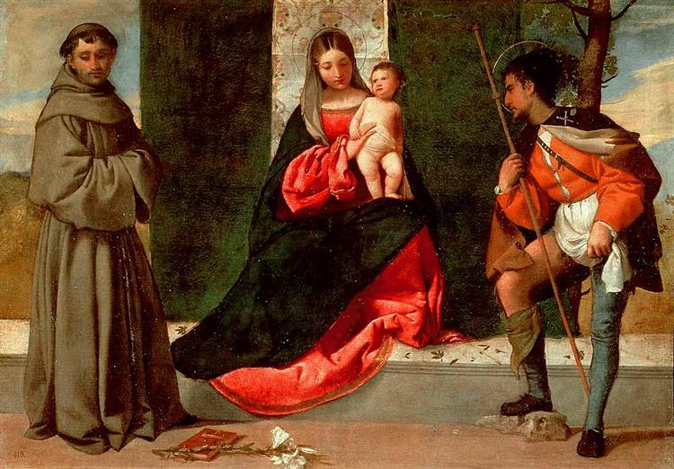 Madonna and Child with Sts Anthony of Padua and Roch, c.1511 - Ticiano Vecellio