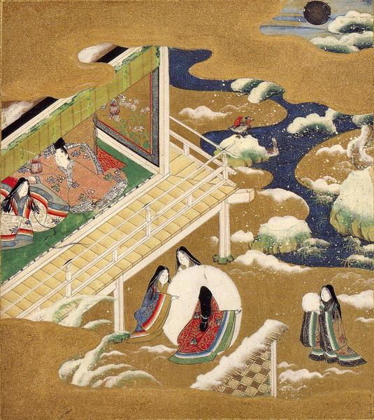 Illustration of the Genji Monogatari (Asagao, The Blue Bell) - Tosa Mitsuoki