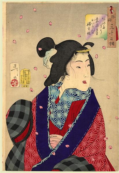 Looking eager to meet someone - The appearance of a courtesan of the Kaei period, 1888 - Tsukioka Yoshitoshi
